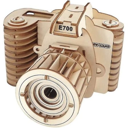 1 sæt 3d træpuslespil kamera gravering gør-det-selv puslespil træhåndværkssæt sikker montering konstruktion