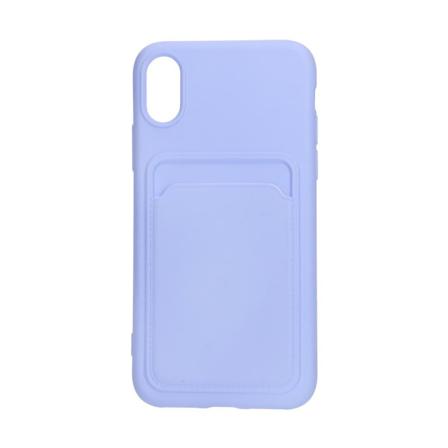 Iphone Xr Silikonskal Med Korthållare - Lila Light Purple