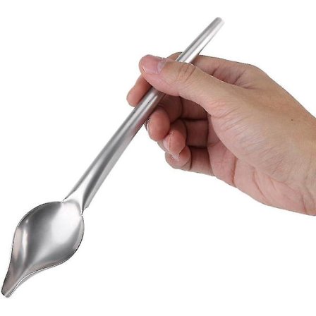 Dryppende skje, rustfritt stål sausskje med avsmalnende tut for presis tegning (l)