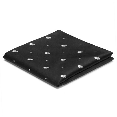 Obojstranná vreckovka do saka s lebkami v čiernej farbe pre mužov - Vzorované vreckovky do saka