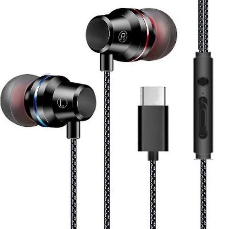 Typ-C Hörlurar, In-Ear USB-C Trådbundna Headset med Mikrofon