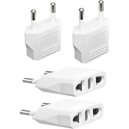 4-pak US/CA til EU Europæisk Adapter - Type C-stik, 2-benet til 2-benet Europa Stik Rejseadaptere, Rejs fra USA/Canada til Europa/Asien...