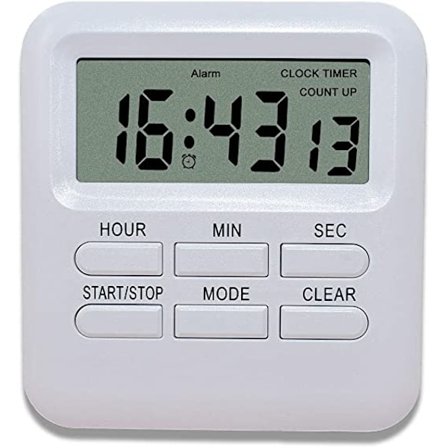 Digital kjøkkenur med klokke/alarmfunksjon, magnetisk