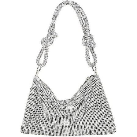 Rhinestone Crossbody Taske til Kvinder Sølv Clutch Taske Aften Håndtaske Pung Funklende Rhinestone Punge Diamante Clutch Taske til Fest Brude Nat
