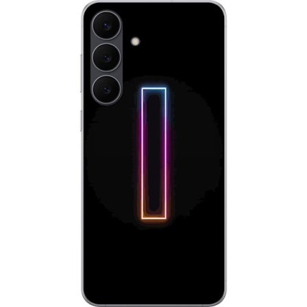 Kompatibelt Mobildeksel til Samsung Galaxy S25 FE Minimalistisk neonbokstav I i regnbuefarger mot mørk bakgrunn