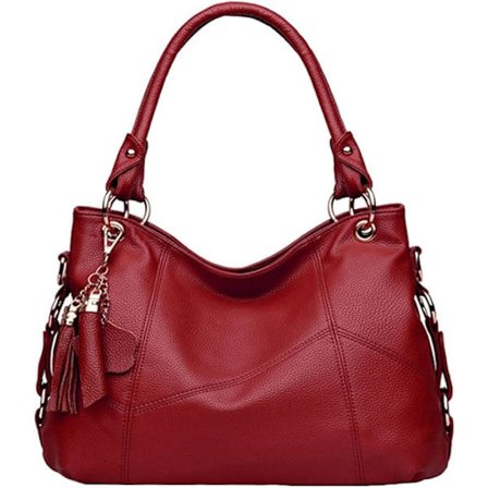 Naisten käsilaukku yläkahvalla, olkalaukku, satchel-käsilaukku, olkalaukku, lompakko, punainen