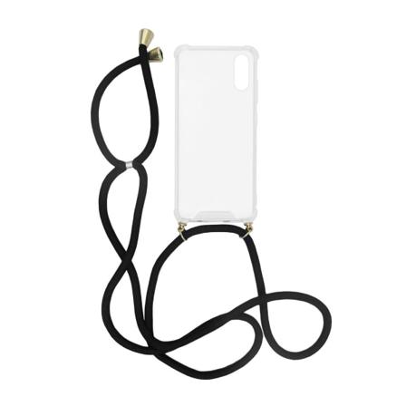 Iphone Xs Max Stöttåligt Skal Med Halsband - Transparent/svart Transparent