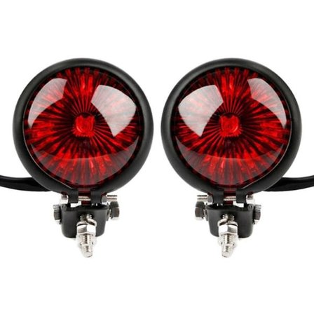 2x Røde 12v LED Sorte Cafe Racer Stil Stop Baglygte Motorcykel Brems Baglygte Baglygte Til Chop