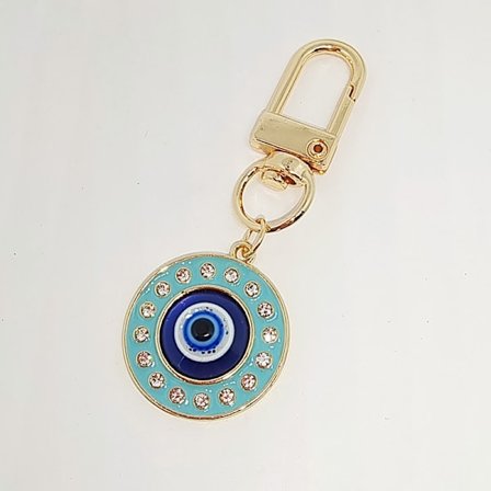 Rund Evil Eye Keychain Nyckelring för vänner par Boho Blue