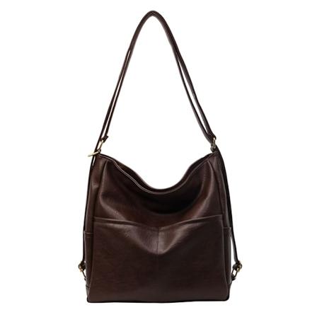 K silaukku naisille, koululaukku, nahkainen k silaukku, vintage-olkalaukku, reppu, kaksik ytt inen ty matkalaukku dark brown