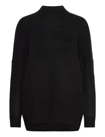 Slflulu Enica Ls Knit O-Neck Pullover Svart Selected Femme