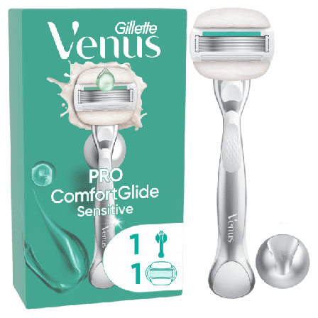 Venus Gillette Pro ComfortGlide Sensitive Rakhyvel, 1 rakblad, duschhållare Hårborttagning Dam 1ST