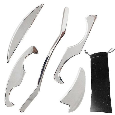 5 stk./sæt Myofascial Release-kniv i rustfrit stål, blødt muskelværktøj Mas