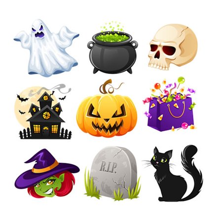 Halloween-pynt af papir, klassisk Halloween trick-or-treating sæt