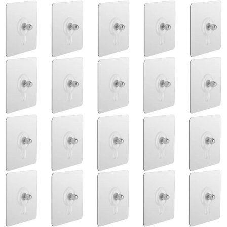 20 stk Selvklebende Hengende Spiker, Veggmontert Skruekrok Stansefri Sømløs Skrue Vanntett Veggkrok for Bad Kjøkken Spikerfri【PL】