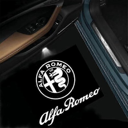 2 kpl Auton Oven Tervetulovalo Alfa Romeo Giulia Stelvioon, Tervetulovalo Auton Oven Valaistus, Projektorilamppu Auton Tervetulovalolle.[D]