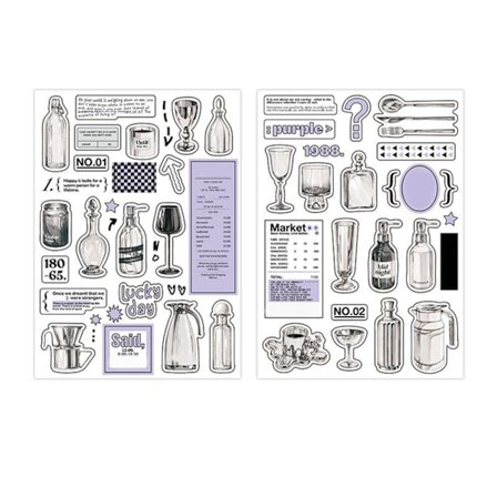 2 ST Cartoon Sketch Scrapbook Stickers Självhäftande DIY Dekorativa Klistermärken för Journal Album Hantverk Gåvor Vattenflaska Drycker