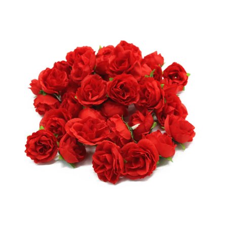 50 STK Røde Silke Kunstige Rosehoveder Dekorative Genanvendelige Blomster til Bryllupsfest