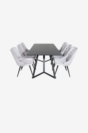 Venture Home - Spisegruppe Maggie med 6 stk spisestoler Valleta - Svart - Spisegruppe 6 personer - Fra Homeroom