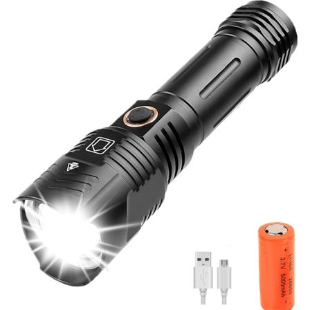 XHP100 LED Super Lys Taktisk Lommelykt 10000 Lumen Høy XHP100 LED USB Oppladbar Lommelykt med 26650 Batterier 5 Moduser Justerbar Vanntett