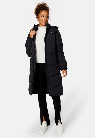 Pieces Jamilla Long Puffer Jacket Black Klær