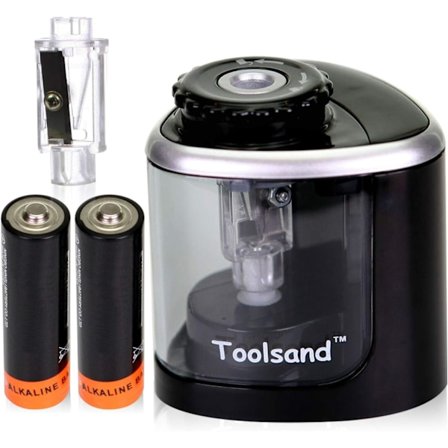 Elektrisk blyantspidser, batteridrevet, batterier inkluderet, højhastigheds automatisk, bedst til farvede, nr. 2 trægrafitblyanter