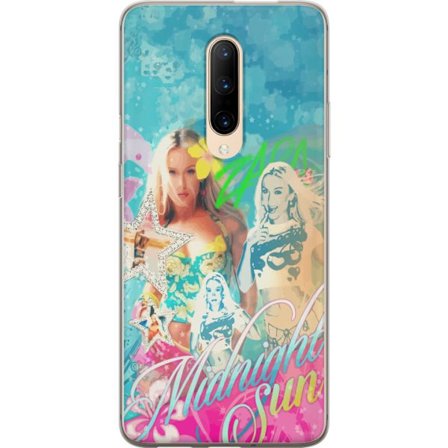 Yhteensopiva Puhelinkuori OnePlus 7 Pro Seikkailumaailma Steve, Creeper ja eläimillä värikkäässä palikkagrafiikassa