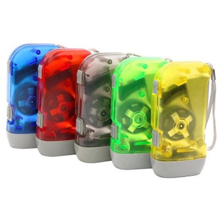 5-pak Manuel Nødlygter, Vind-Op Lommelygte, Lommelygte, Lommelygter, Plastik - Flerfarvet