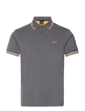 Paul Curved Polos Short-sleeved Grå BOSS