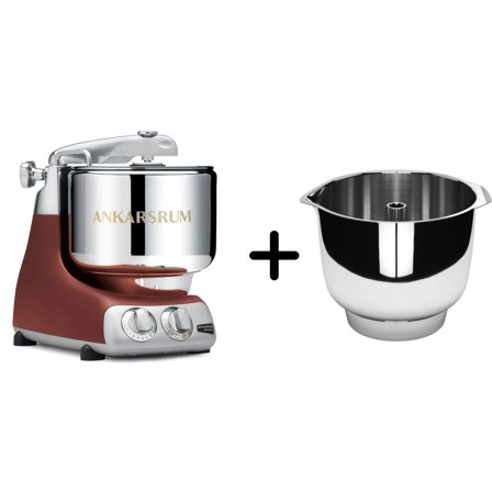 Ankarsrum AKM 6230 köksmaskin + Assistent Original vispskål, rustic maroon | Köksmaskiner > Köksassistenter | Bagaren och Kocken