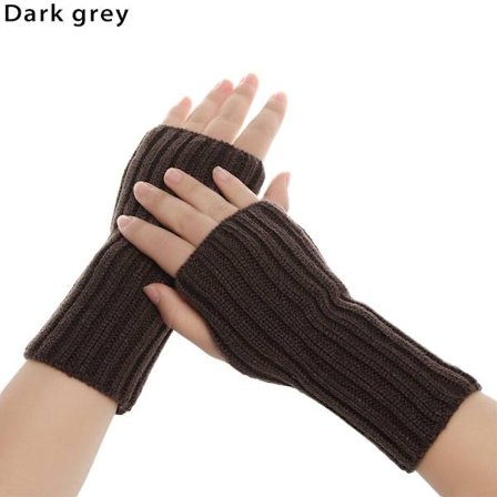 Långstickade handskar Fingerless vantar Armvärmare DARK GRAY dark grey