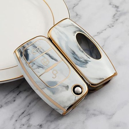 Nyckelhållare i marmor TPU (för VW-nycklar), 3-knappars fjärrnyckelhållare