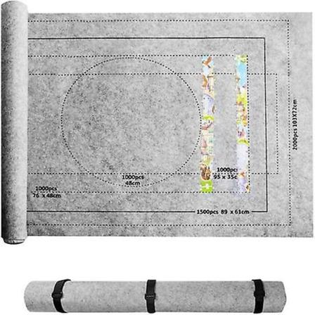 Ny, egnet 80x118 cm puslespillmatte, grå rullefiltteppe for opptil 2000 puslespillbiter med bærbar oppbevaring Ba