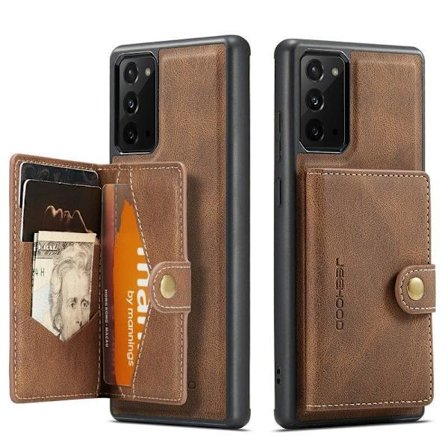 (För Samsung S21 FE) Avtagbar magnetisk kortfodral plånbok och ställningsskydd för telefon med 4 kortfack och 2 sedelfack, kompatibel med bilmonterin