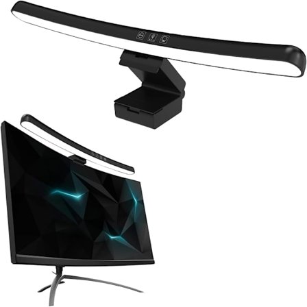 Monitorljusramp för böjda skärmar, dimbar touchkontroll med RGB-bakgrundsbelysning, justerbar färgtemperatur LED-lampa för bländfritt ljus