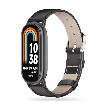 Tech-Protect Leatherfit-rem til Xiaomi Smart Band 8 / 8 NFC - sort