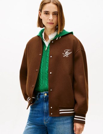 Tommy Hilfiger Df Wool Varsity Bomber - Brown - 36
