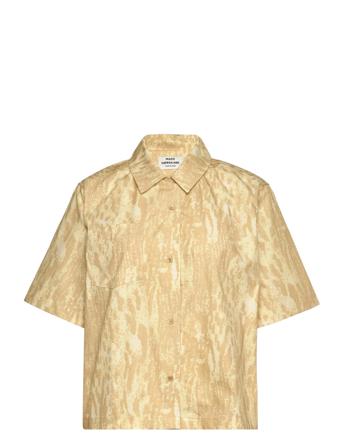 Popla Lorel Shirt Aop Kortermet Skjorte Beige Mads Nørgaard*Betinget Tilbud