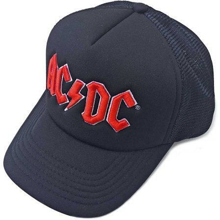 AC/DC Unisex Vuxen Logotyp Mesh Rygg Baseballkeps Storlek One Svart/Röd