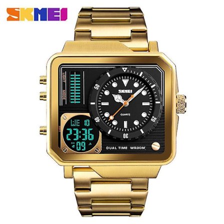 Skmei Men Dual Display Watch Stoppur Alarm Digital Watch - Guld