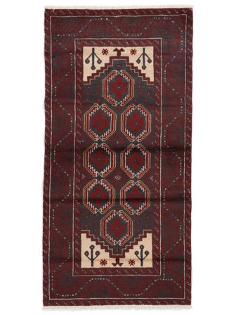 Tapis Baloutche 95X191 Noir/Rouge Foncé (Laine, Perse)