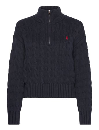 Polo Ralph Lauren Cable-Knit Cotton Quarter-Zip Sweater - Navy - L