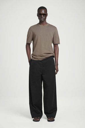 COS Homme T-Shirt À Col Rond En Maille De Coton in Beige