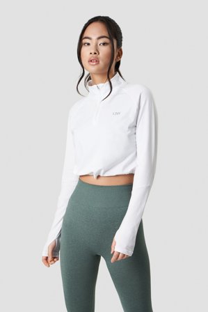 ICANIWILL - Define Cropped 1/4 Zip Adjustable White - Langærmet - Damer - Træningstøj fra ICIW