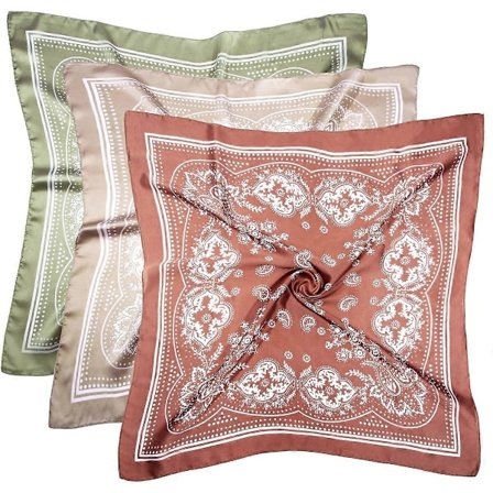 3 st Satin Huvudduk, Sidenbandana för Kvinnor och Flickor