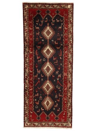 Tapis Afshar/Sirjan 87X218 De Couloir Noir/Rouge Foncé (Laine, Perse)