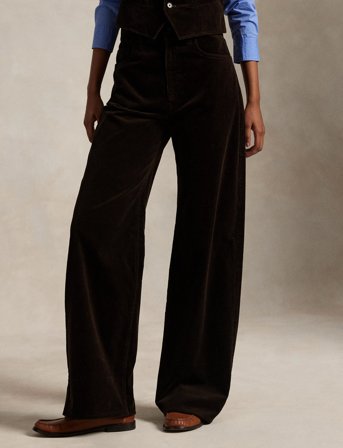 Polo Ralph Lauren Cotton Corduroy Wide-Leg Pant - Brown - 44