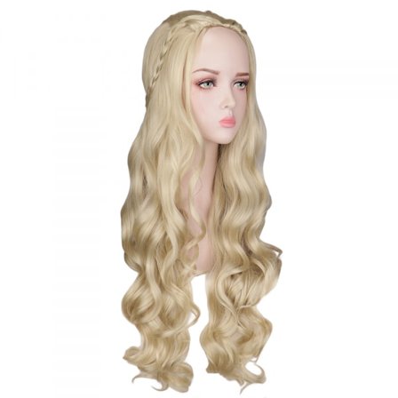 Lang blond parykk Fancy flettet parykk krøllete Fancy Dress parykker blonde parykker Cosplay kostyme dameparykk