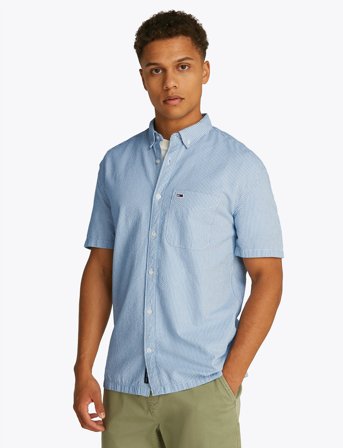 Tommy Jeans Tjm Reg Seersucker Stp Ss Shirt - Blue - S