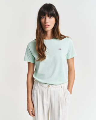 GANT - Klassisk t-skjorte med shield-logo til dame faded mint
